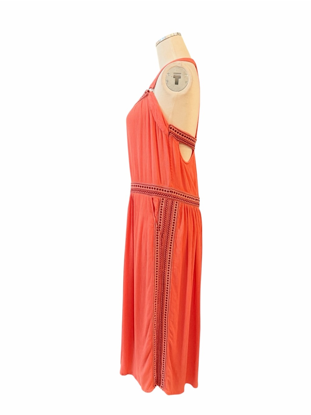 RARE Free People Coral Sleeveless Boho embroidered Wide Leg Jumpsuit sz XS - Picture 6 of 15